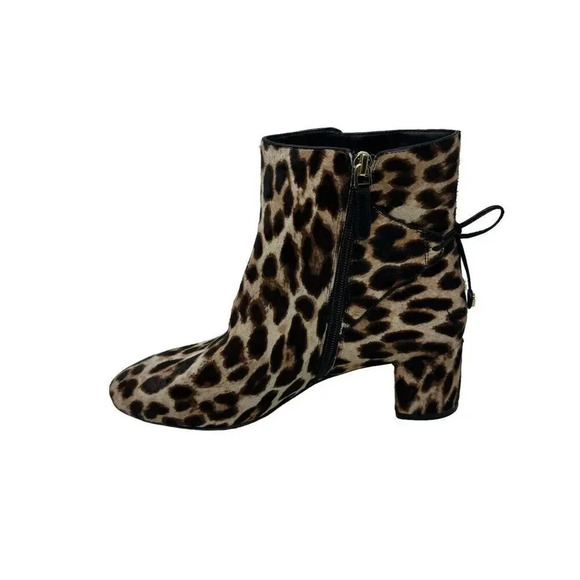 Bootie Boots Calf Hair size 8 block heel leopard print - Picture 2 of 7